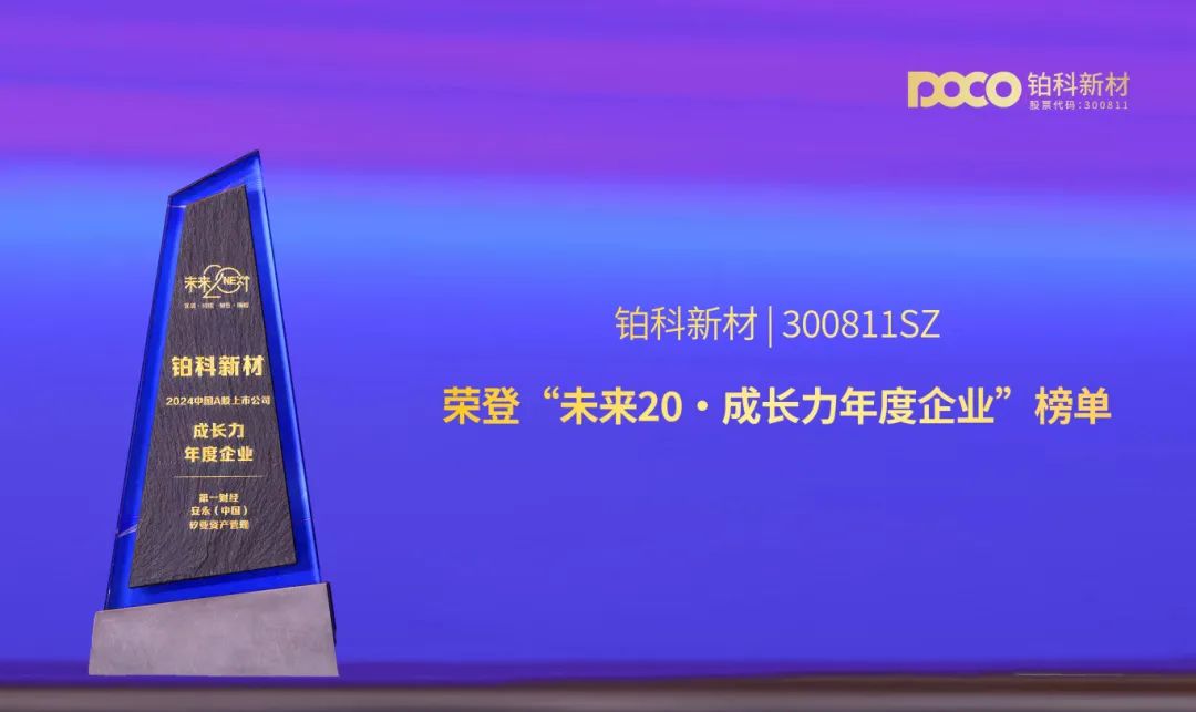 喜訊速遞丨鉑科新材榮登首屆“未來20·成長力年度企業(yè)”榜單
